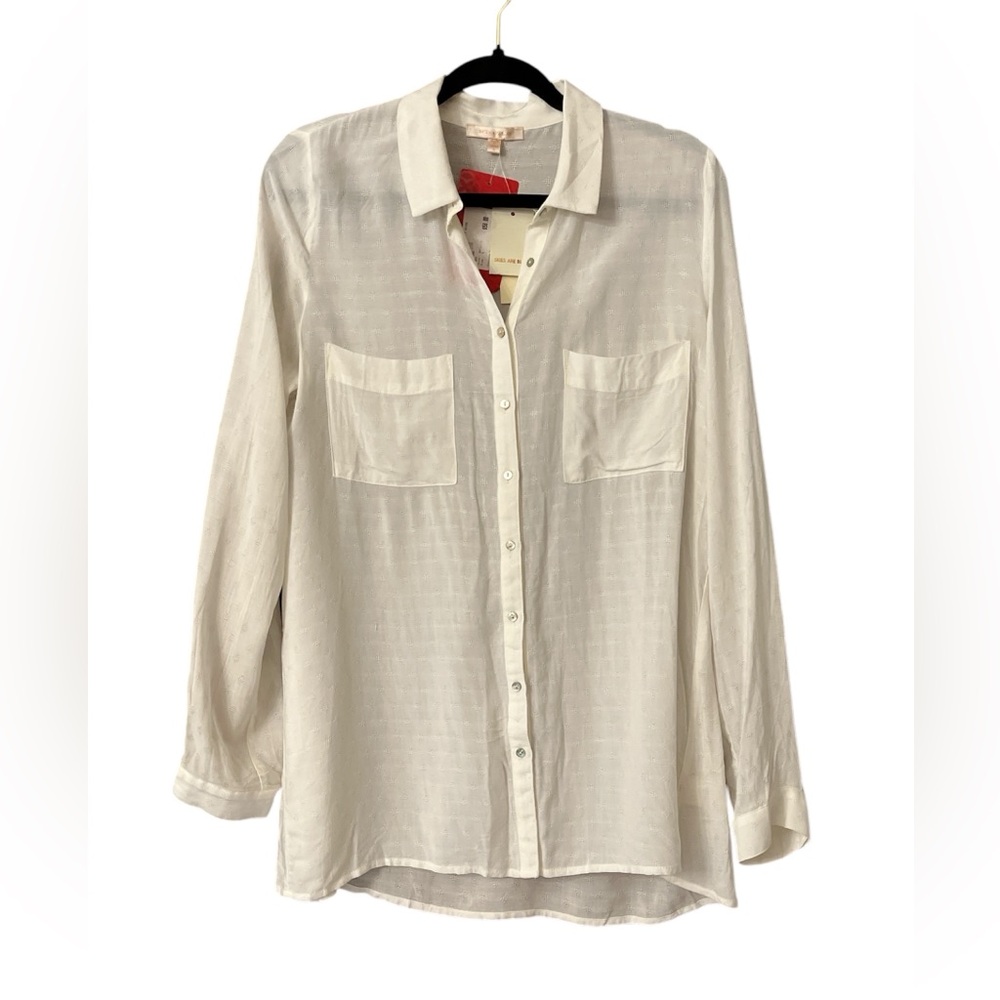 Skies are Blue white button down blouse NWT
